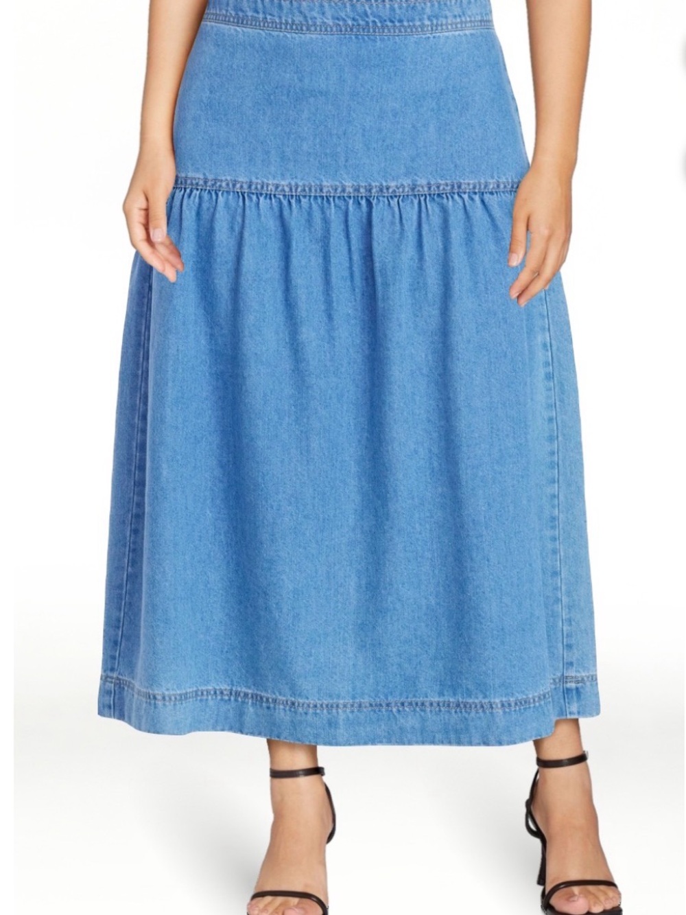 NWT Time and Tru Light Blue Denim Midi Skirt - Picture 4 of 6